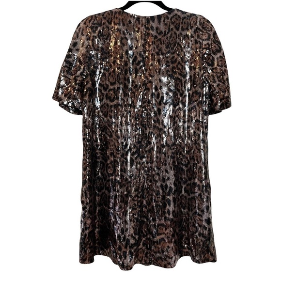 Zara Trf Sequins Animal Print V Neck Babydoll Tunic Dress w/Short Flutte… - Picture 4 of 11